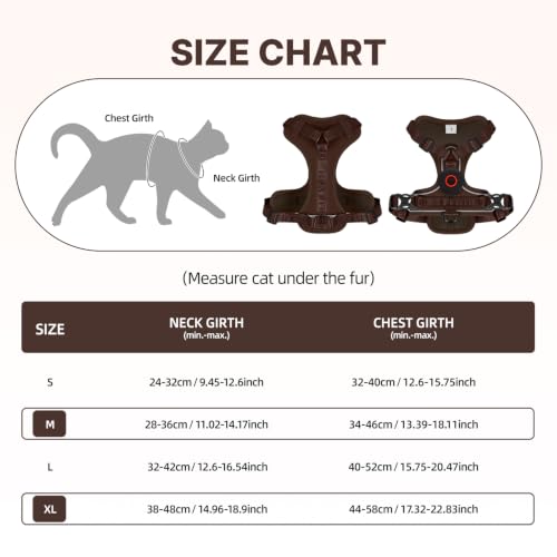 Cat Harness Leash Set with AirTag Holder (Brown for Airtag / XL)
