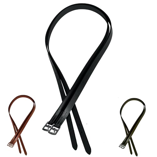 Genuine Leather English Stirrup Leathers (48 inch / Black)