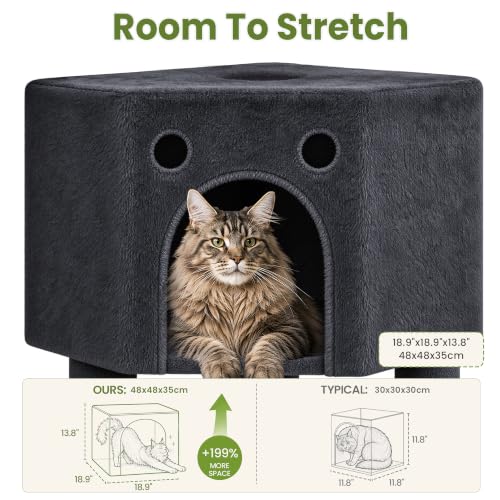 Cat Tree Tower for Indoor Large Adult Cats (Dark Grey)