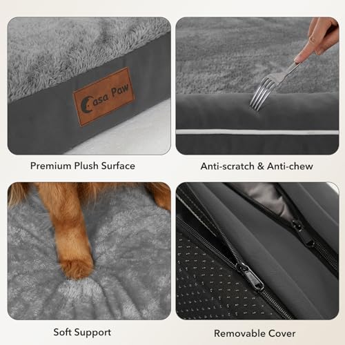Orthopedic Dog Bed for Extra Large Dogs (Dark Grey / 53.0"L x 42.0"W x 8.0"Th)