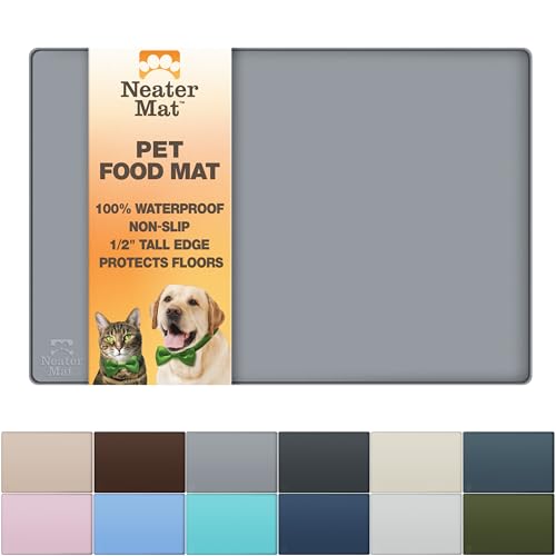 Neater Mat Pet Mats for Food and Water (16"L x 10"W / Gunmetal)