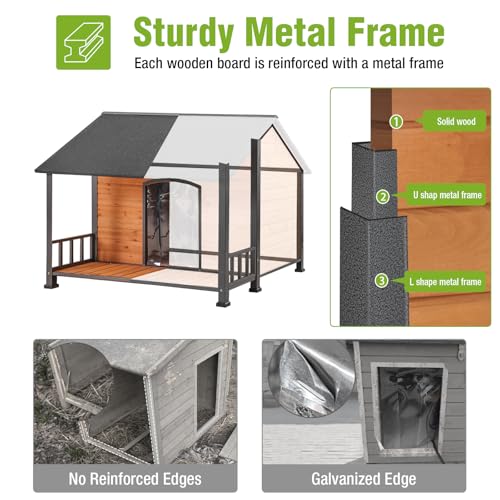 Heated Dog House for Outside Insulated Dog House Outdoor with Safe Heated Pad