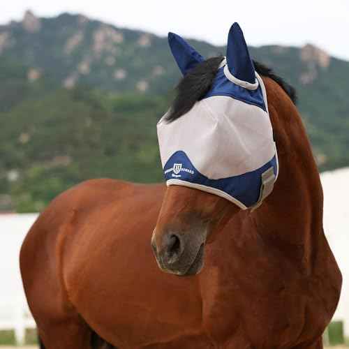 Half Face Horse Fly Mask UV Protection and Breathable for Equine Use Comfortable Navy L (navy / Large (Horse))