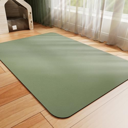 Dog Food Mat Absorbent Cat Mat for Food and Water (Green / 36"L x 24"W)