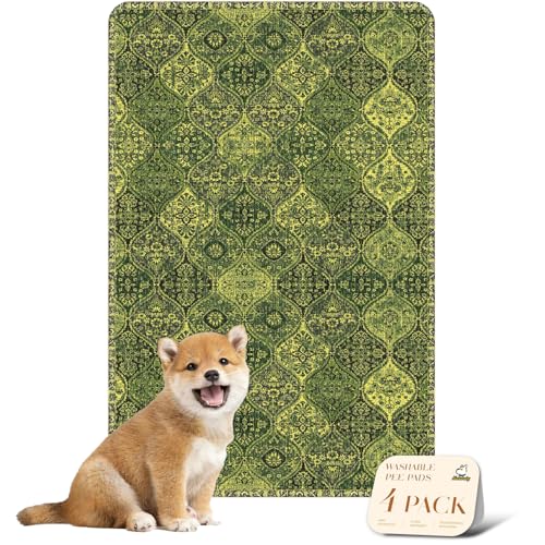 4PACK Washable Pee Pads for Dogs (24x36 Inch (Pack of 4) / Green/Multi)