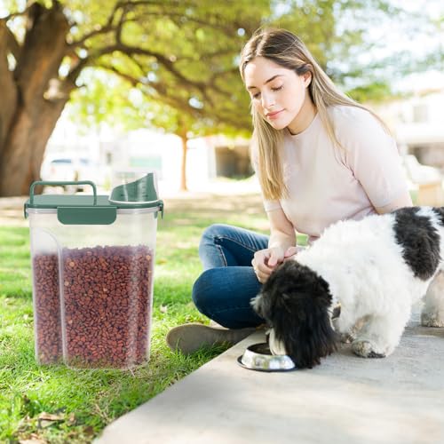 5 7lbs Cat Dog Storage Container Portable with Upgraded Large Spout and Cup (Royal Green / 5L-2pack)