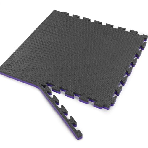 1" Extra Thick 48 sq ft Reversible EVA Gym Foam Floor Mat Tiles (Black/Purple)