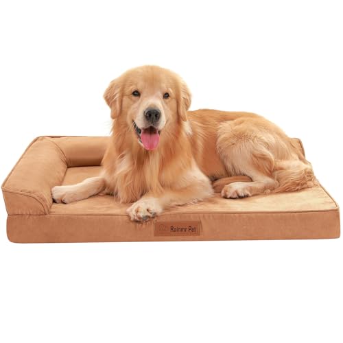 Microsuede Dog Bed Orthopedic Washable (Microsuede Style-Khaki / XL(41"x27"x3"))