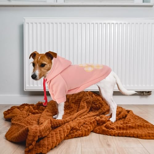 Dog Hoodie Flannel Pet Hooded Sweater with Hat Puppy Pullover Sweater Shirt (Medium / Pink)