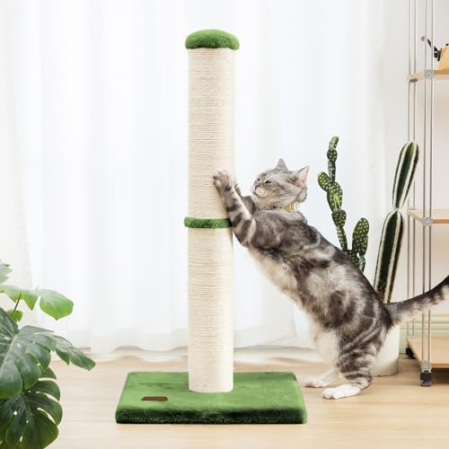34" Tall Cat Scratching Post with Sisal Rope for Indoor Cats Green (Green)