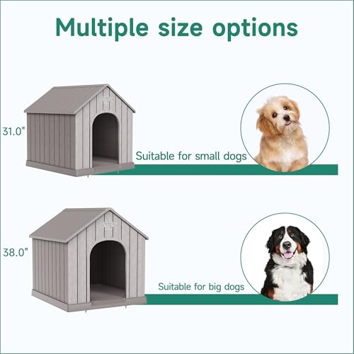 Large Dog House Indoor Outdoor Waterproof (Grey / Large Dog:38 Inch)
