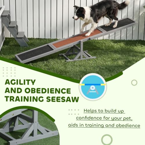 Wooden Dog Agility Seesaw for Exercise 71" L x 12" W x 12" H Gray (70.75" x 11.75" x 11.75" / Grey)