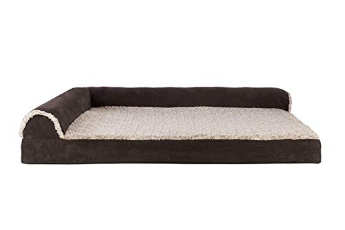 Cooling Gel Dog Bed for Large Dogs w (Jumbo / (Two-Tone Faux Fur & Suede) Espresso)