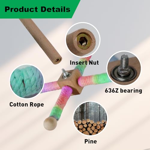 24 Inch Bird Perch Rope with 360° Free Rotating Stand (polychrome / Medium)