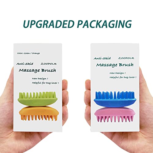 Pet Silicone Shampoo Brush for Long & Short Hair Medium Large Pets Dogs Cats (Green)