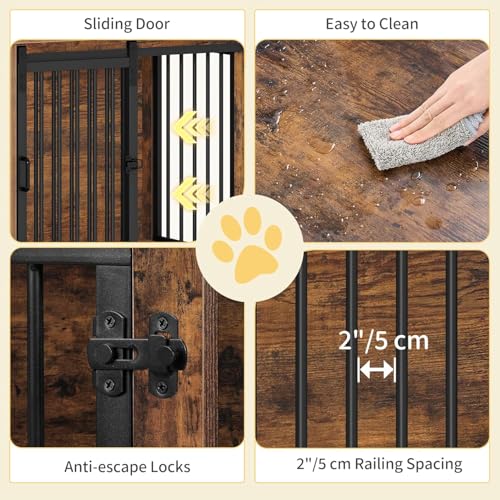 27.2" S Dog Crate Furniture Indoor Dog Kennel with Barn Door (Rustic Brown / 27.2"L x 19.3"W x 25.4"H)