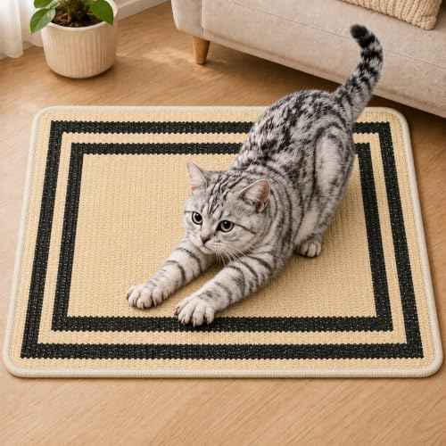 Cat Scratcher Mat (Beige Black)