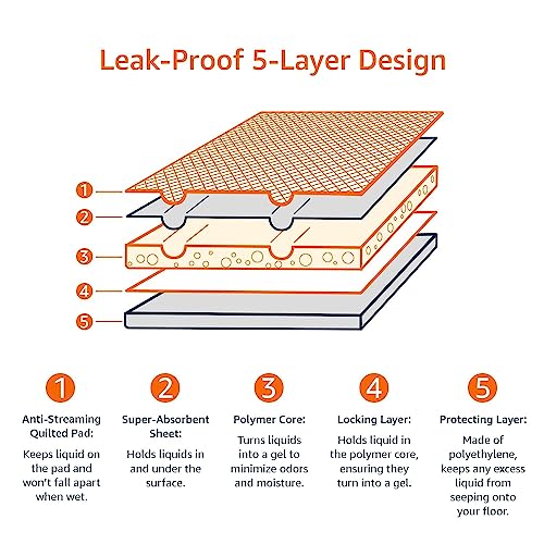 Leak Proof Dog and Puppy Potty Training Pee Pads with Quick (Regular / 100 Count)