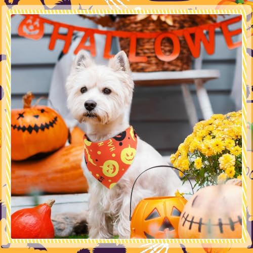 200 Pcs Halloween Dog Bandanas Bulk (Black, Orange, Purple / Halloween)