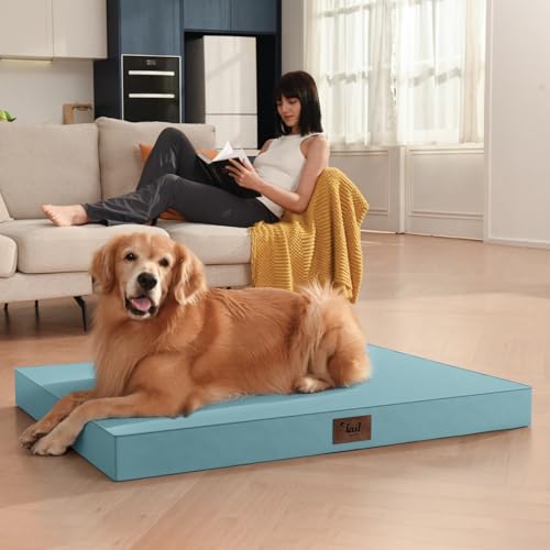 Jumbo Waterproof Orthopedic Dog Bed for Extra Large Dogs (Light Blue / 53.0"L x 36.0"W x 4.0"Th)
