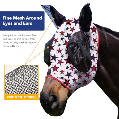 Super Comfort Stretchy Fly Mask Large Eye Space with UV Protection Soft on Skin with Breathability Dream Star M Cob (Cob (Medium) / Dream Star)