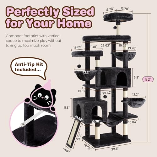 82 inch Cat Tree Tower (Dark Grey)
