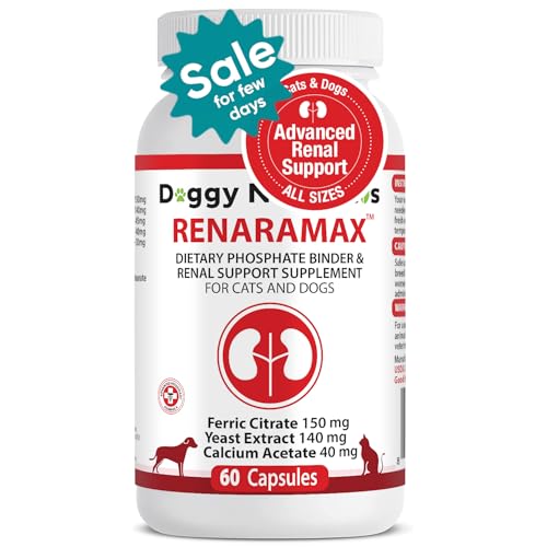 RENARAMAX Dietary Phosphate Binder and Renal Support Supplement for Cats and Dogs Count (60 Caps)