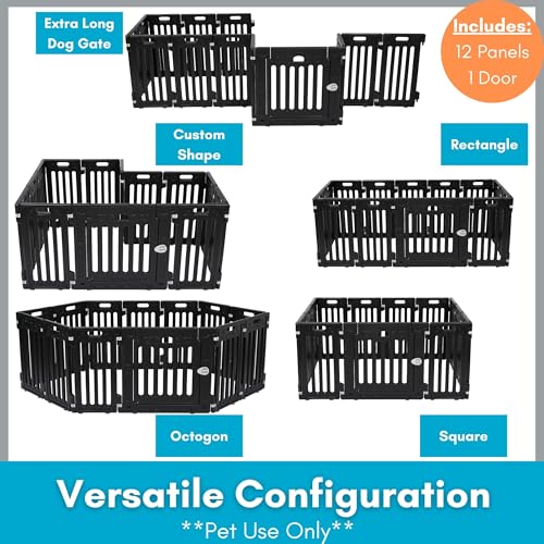 Internet’s Best Dog Playpen with Lockable Door (Black / 12 Panels)