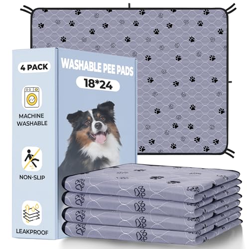 Washable Pee Pads for Dogs (Gray / 18*24 Inch (Pack of 4))