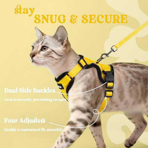 Cat Harness and Leash Set (M / Yellow)