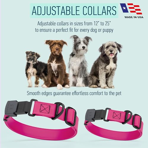 Biothane Waterproof Dog Collar with Herm Sprenger Black Stainless Steel Quick Release Buckle (W 1" x L 15"-25" / Magenta Pink)