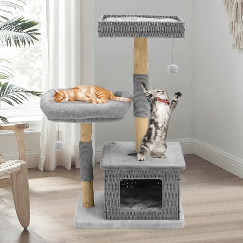 Modern Cat Tree for Indoor Cats (Two layer Grey)