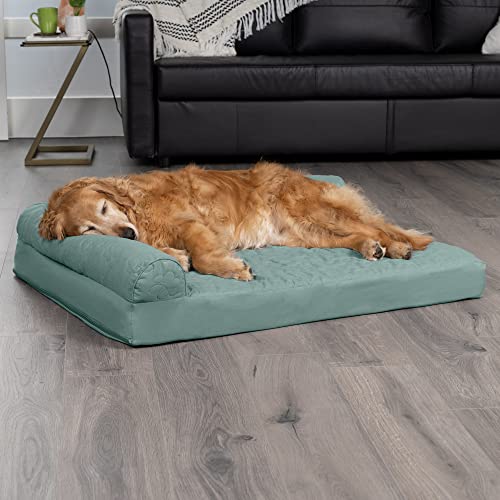 Cooling Gel Dog Bed for Large Dogs w (Jumbo / (Quilted Paw) Iceberg Green)