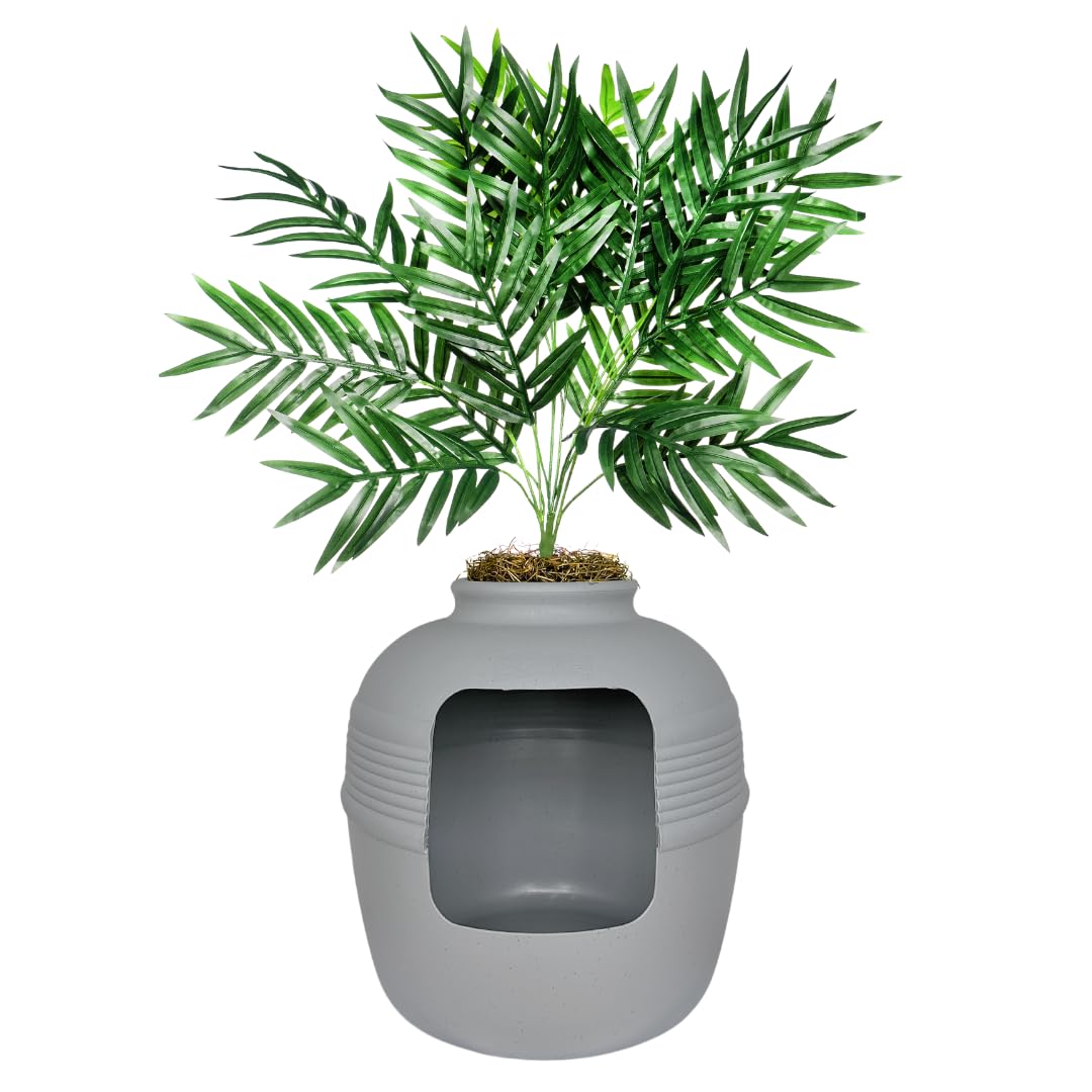 Original Hidden Litter Box Planter (Palm Plant / Base Kit / Pebble Gray)