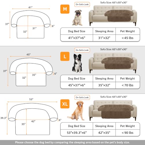 Calming Dog Bed Fluffy Plush Dog Mat for Furniture Protector with Removable Washable Cover for Large Medium Small Dogs and Cats (Camel / 45.0"L x 37.0"W x 6.0"Th)
