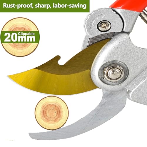 Ultra Sharp Germany Titanium Steel Pruning Shears (Red/Grey/Gold)
