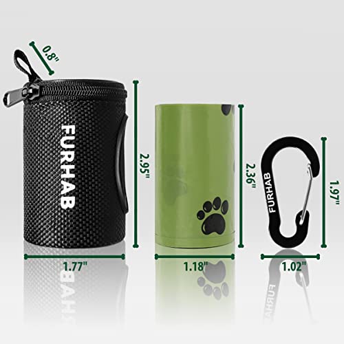 Dog Poop Bag Holder for Leash with Carabiner Clip Soft Fabric (Black)
