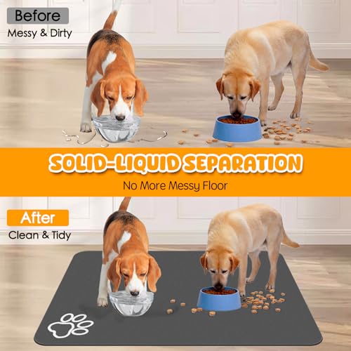 Dog Food Mat 36" x 24" Extra Large Absorbent Dog Mat for Food and Water (36"L x 24"W / Bohemia green)