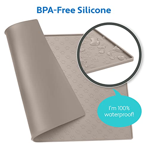 100% Waterproof Dog Food Mat (Beige / 24"L x 16"W)