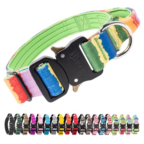 Tactical Dog Collar (Multicolor Gradient - Handle Style / M: Neck 14.5" to 18")