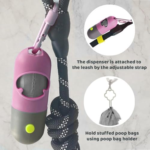 Dog Poop Bag Dispenser with Built (Pink / 1 Count (Pack of 15))