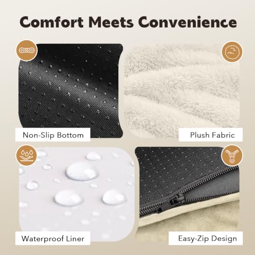 Orthopedic Washable Dog Bed with Bolster for Large Sized Dogs (38.0"L x 25.0"W x 6.5"Th / Beige)