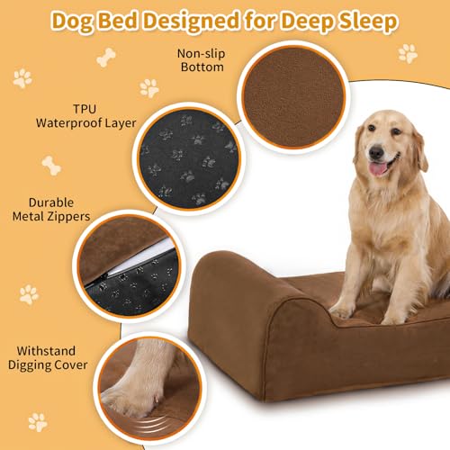 Orthopedic Dog Beds for Large Dogs (52.0"L x 36.0"W x 7.0"TH / Premium Version-Chocolate)