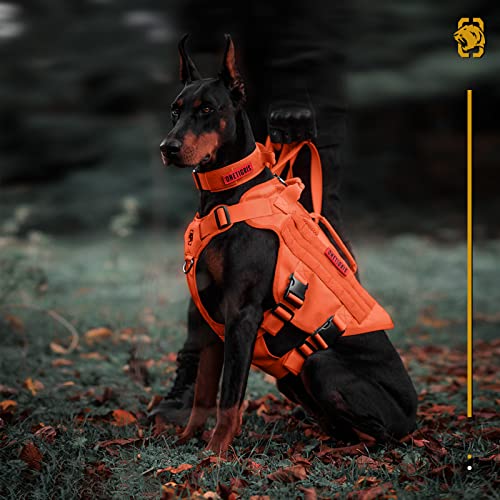 Mesh Design Tactical No Pull Dog Harness for Large Dogs (Orange / XL)