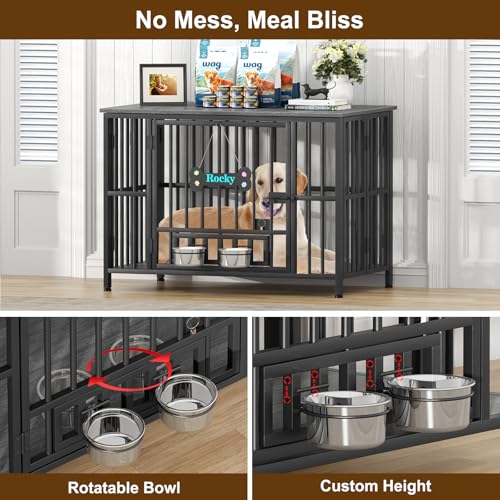 41" Dog Crate Furniture Foldable (Dark Grey / 41.3"L x 25.6"W x 28.6"H)