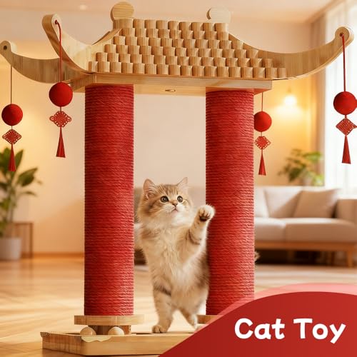 Natural Hemp Double Pagoda Cat Scratcher (22" Twin)