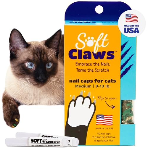 Nail Caps for Medium Cats (Medium / Green & Gold)