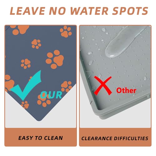 Pet Feeding Mat Dog Cat Food Mat Absorbent No Stains Quick Dry Rubber Bottom Anti (BLUE-JY / 16"×24")