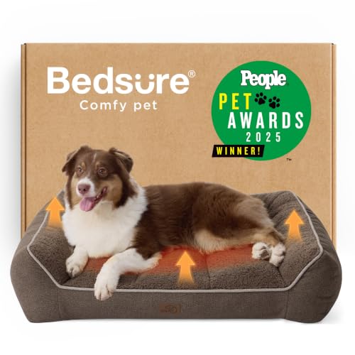 SupportMax® Self Warming Orthopedic Dog Beds Large Sized Dog (Self Warming Brown / 38"l X 28"w X 8.5"th)
