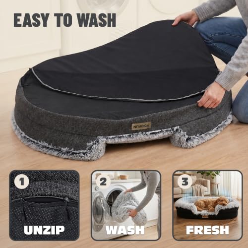Fluffy Orthopedic Dog Beds Large Sized Dog (Gray / L(43", UP to 90lbs))